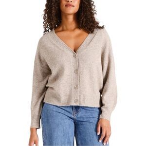 Vero Moda Oatmeal Beige Classic Button-Up Cardigan